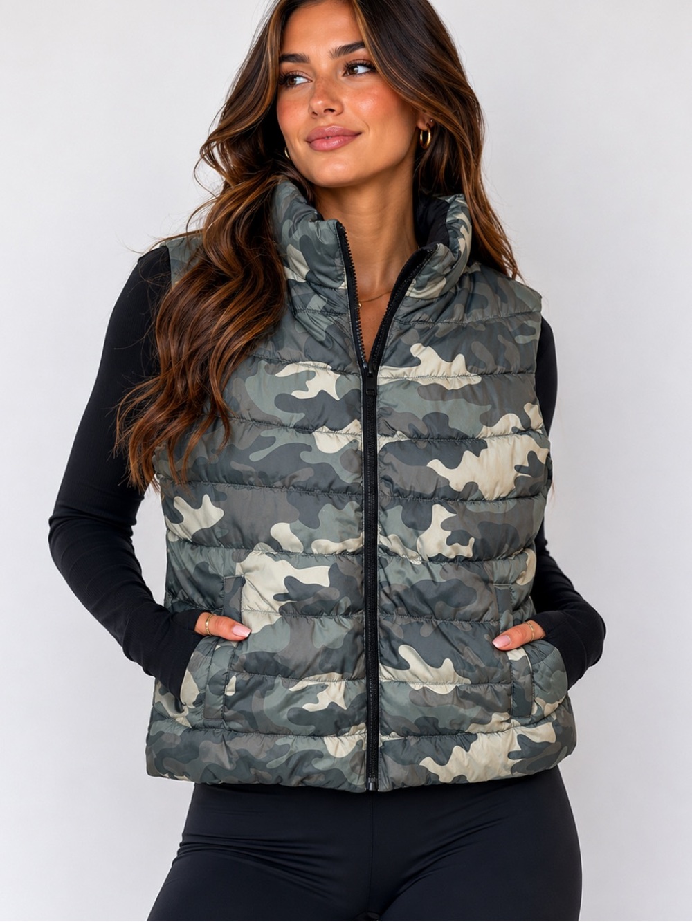 GAP Green Camo Cold Control Water Resistant Puffer Vest